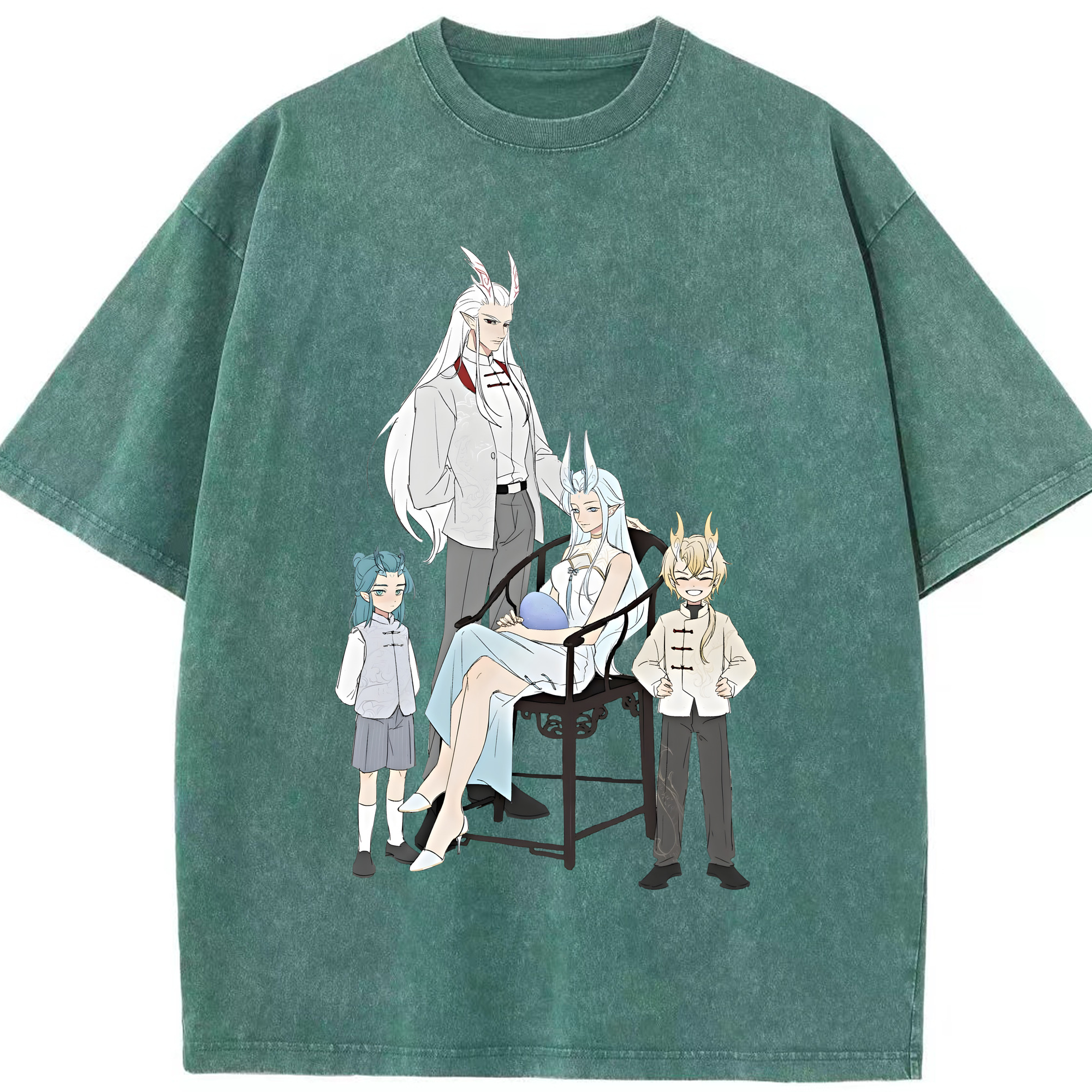 （画像用） Ne Zha 2 ナタ 魔童の大暴れ 綿100% ヴィンテージ風 半袖Tシャツ（フロントプリント）